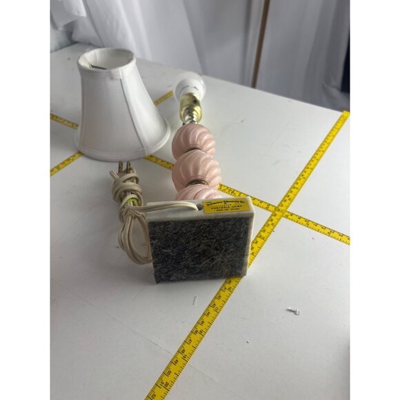 Vintage Portable Table Lamp With Pink Swirl Glass Orbs Marble Base & White Shade - Picture 3 of 4